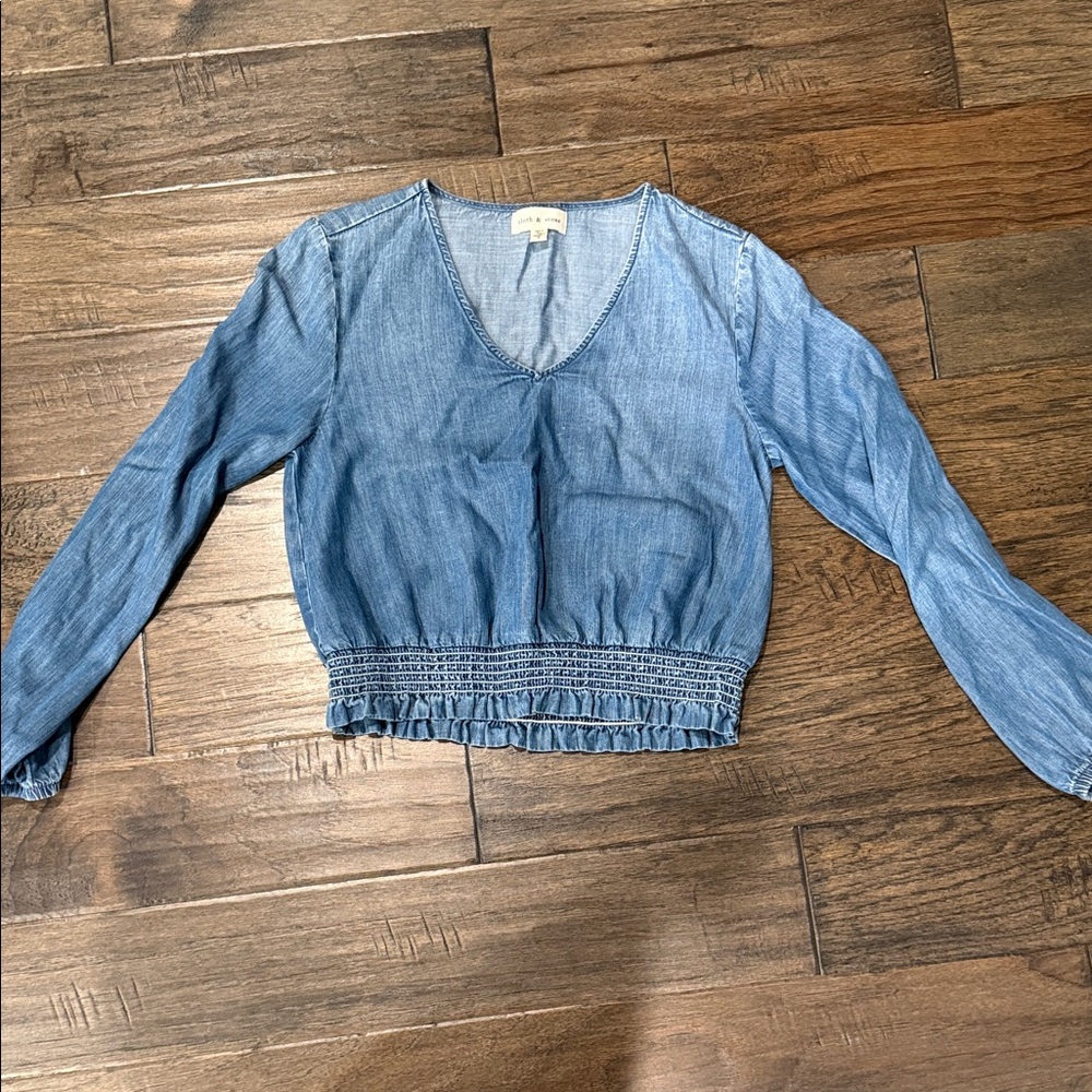Cloth & Stone Light Blue V-Neck Blouse